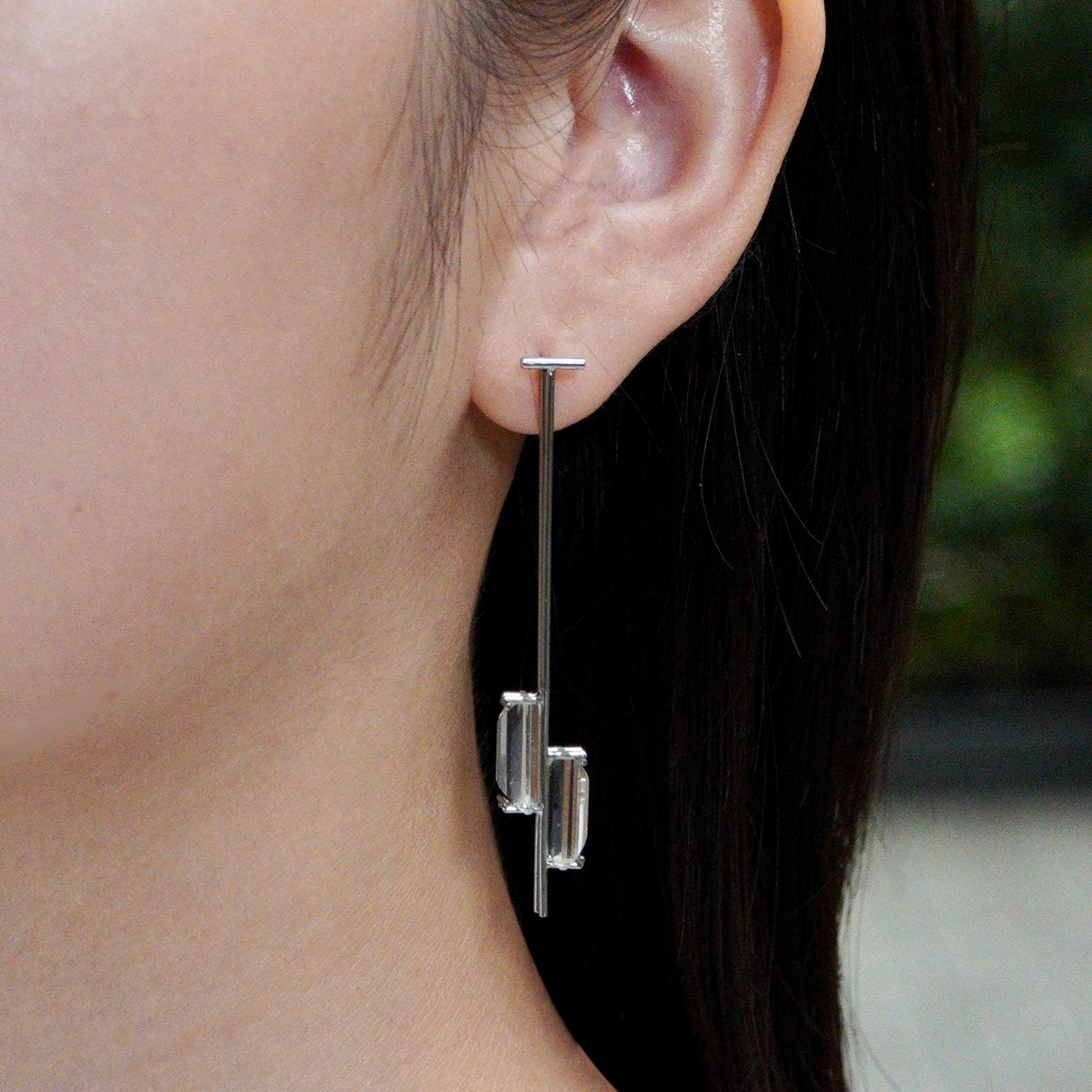Streamline Earrings in Topaz and Stainless-Steel